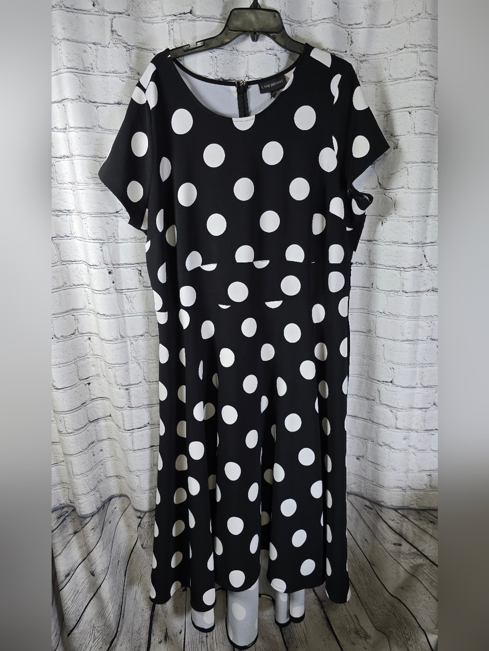 Lane‎ Bryant Black and White Polka Dot Midi Dress Size 20W